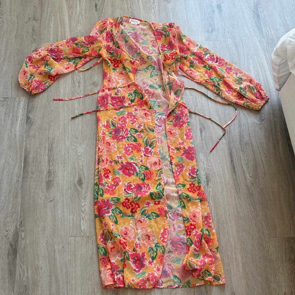 Lovers + Friends Floral Swim Coverup in Pink and Orange